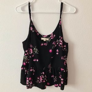 LA Hearts Black Flowy Floral Tank